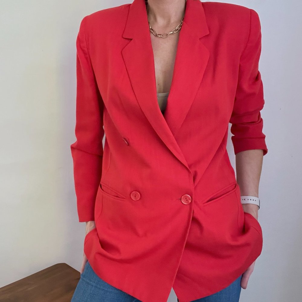 Vintage Poppy Woven Blazer